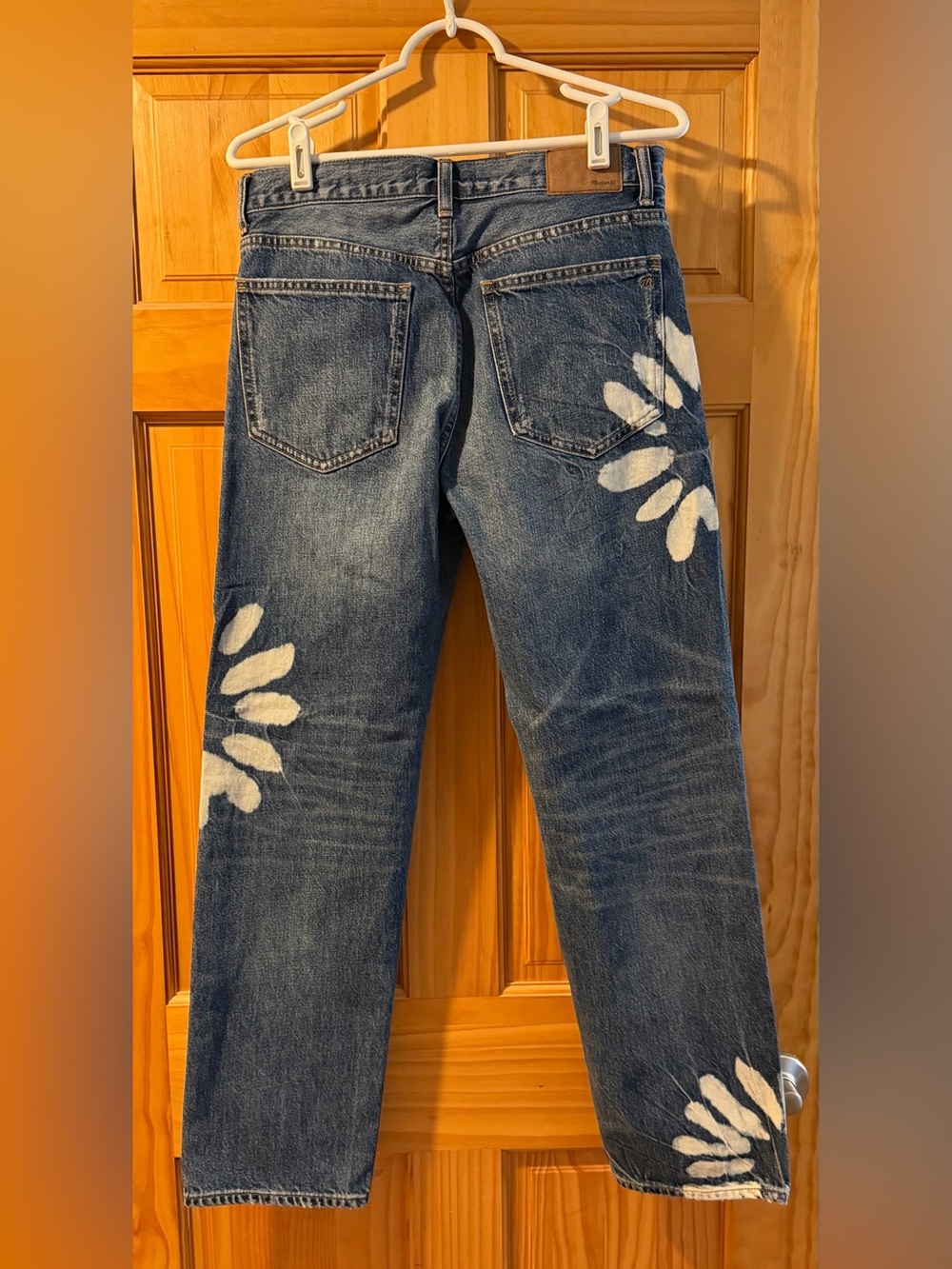 Madewell The Dean Easy Straight Shibori Wash Denim White Flowers Womens 27 NWT - Picture 3 of 14